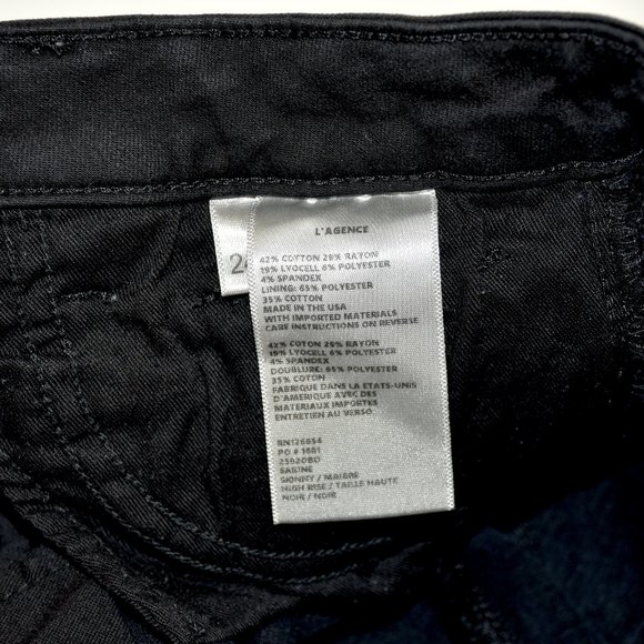 L'AGENCE Sabine Skinny High Rise Zipper Black Jeans 24 - Picture 8 of 10